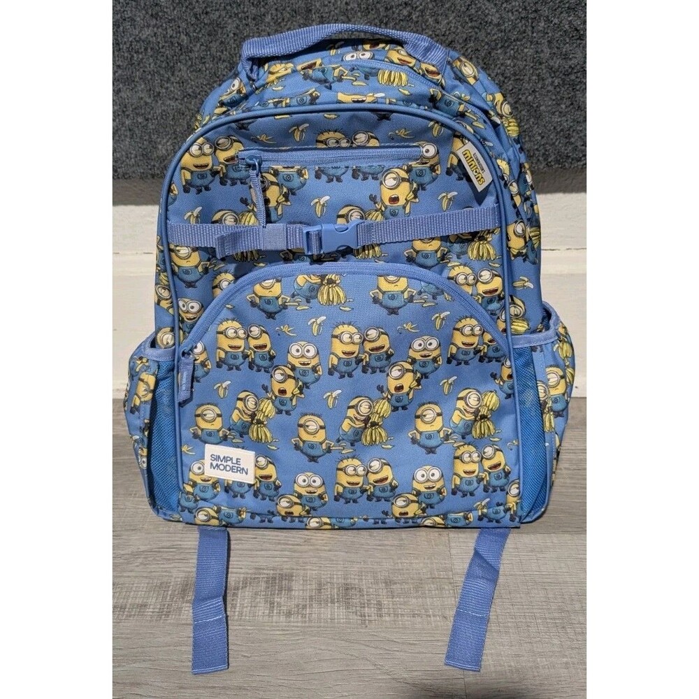 Despicable Me Minions Backpack Simple Modern 12L Blue Yellow Kevin Carl Bob